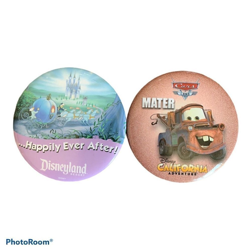 3” Disney Pin Buttons Lot Of 6 Different Buttons - Picture 3 of 6